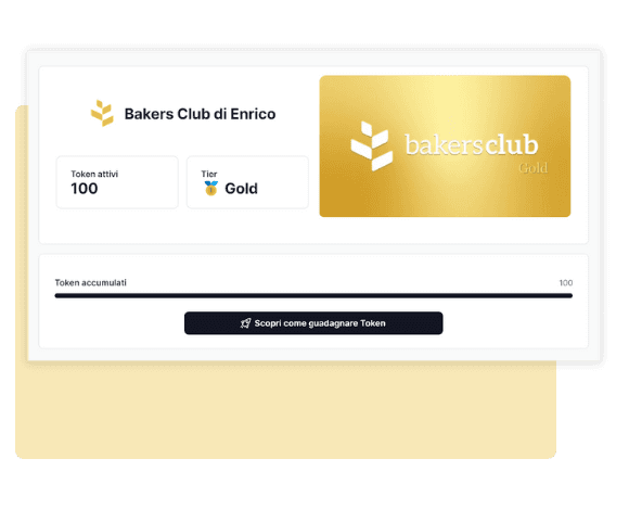 Schermata dell’app Bakers Club con il sistema di reward