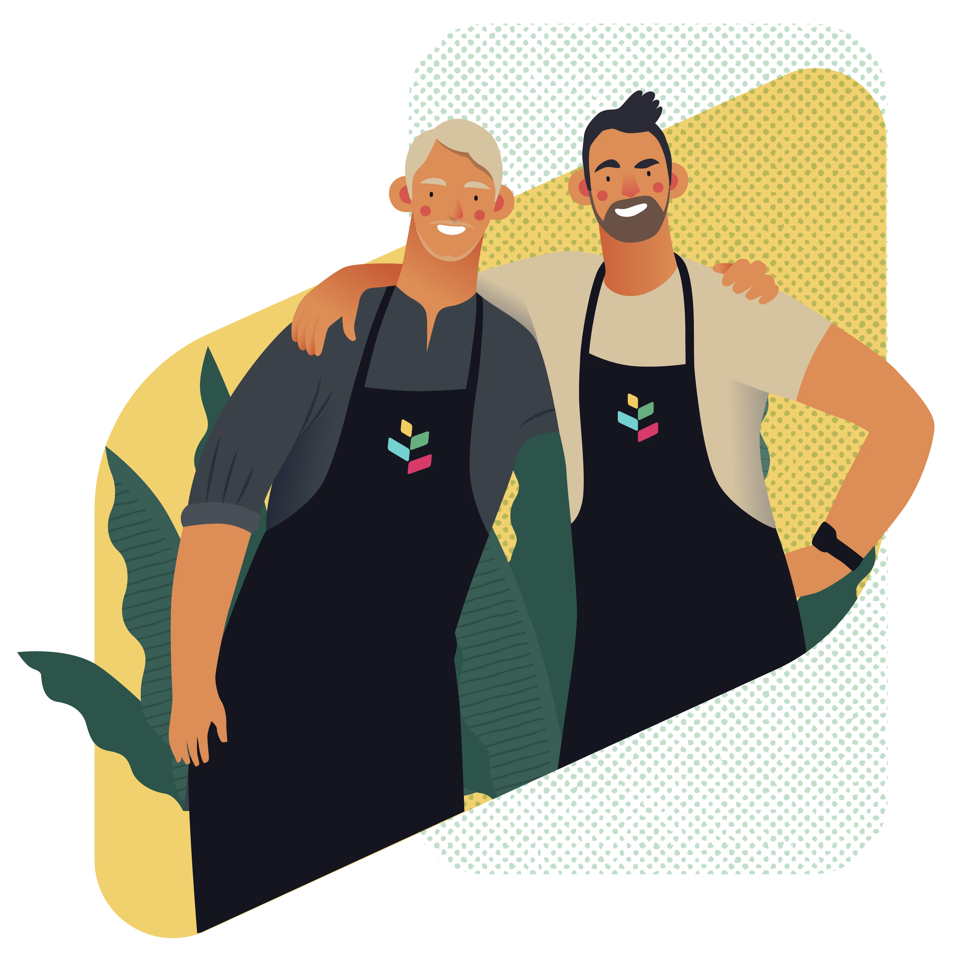 Illustration of a team at work around a shared project