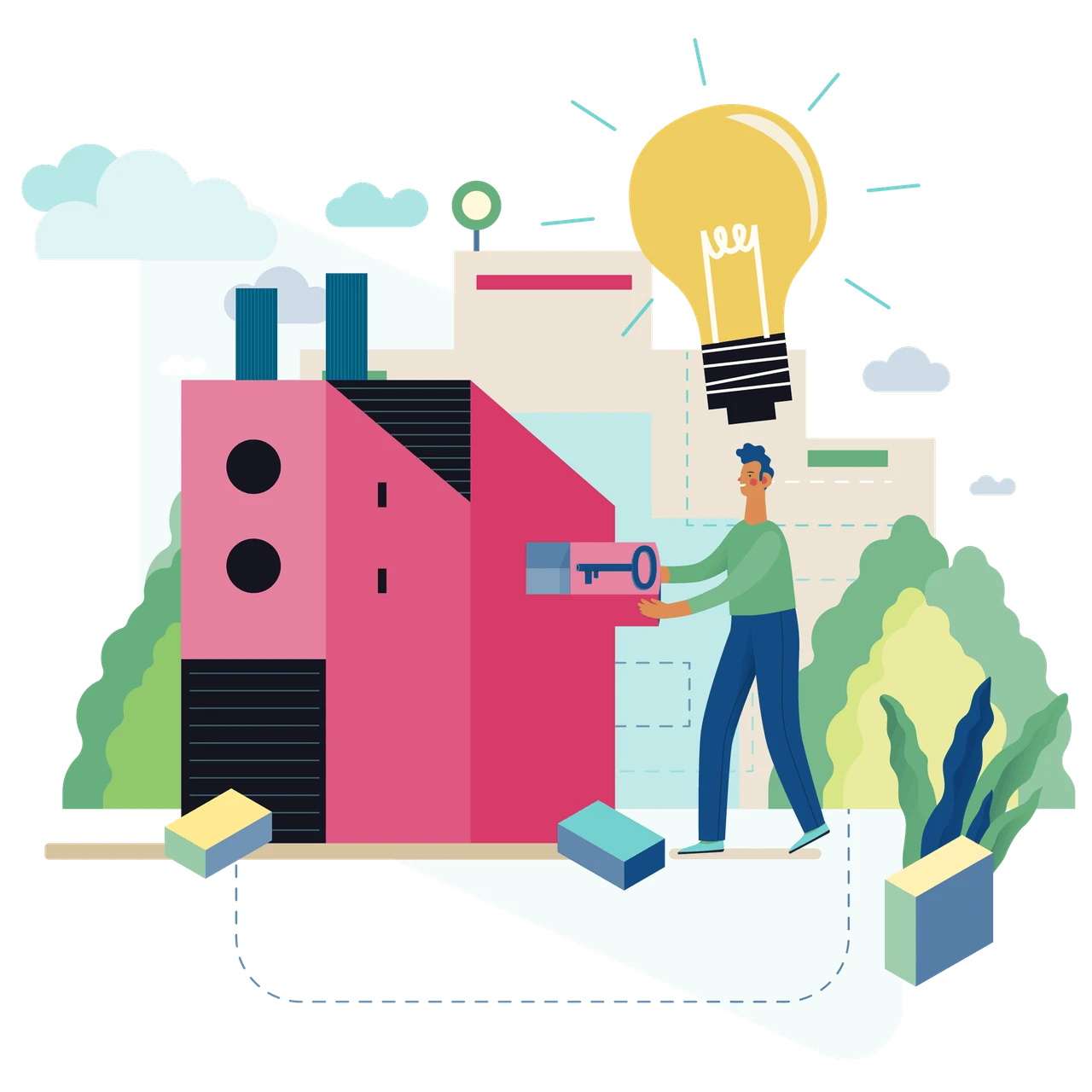 Illustration of the collaboration path between the studio and an industrial partner